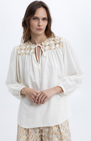 Greek Archaic Kori Flakes Ties Blouse
