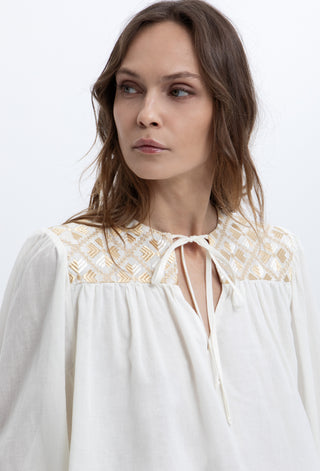Greek Archaic Kori Flakes Ties Blouse