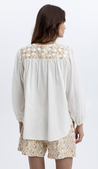 Greek Archaic Kori Flakes Ties Blouse