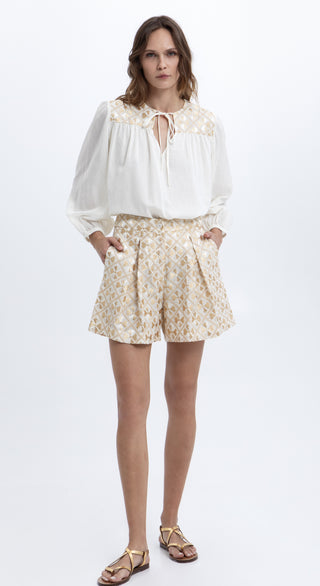 Greek Archaic Kori Flakes Pleated Shorts