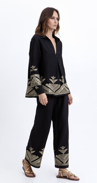 Greek Archaic Kori Pyramids Blouse V-Neck
