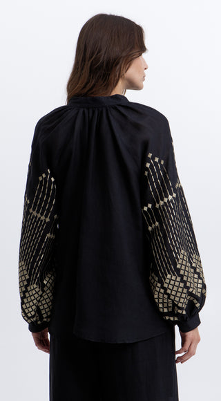 Greek Archaic Kori Grape V-Neck Blouse