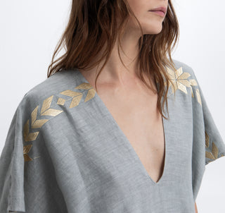 Greek Archaic Kori Los Kaftan Deep V-Neck