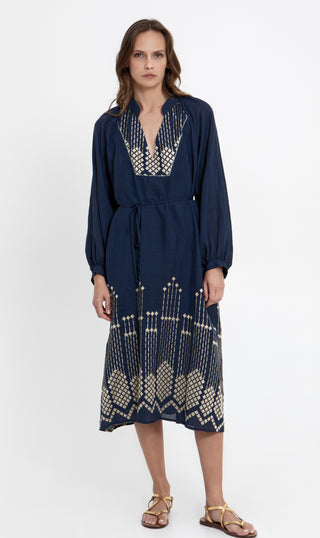 Greek Archaic Kori Grape Bib Collar Dress