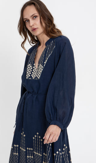 Greek Archaic Kori Grape Bib Collar Dress