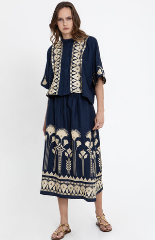 Greek Archaic Kori Papyrus Cropped Shirt