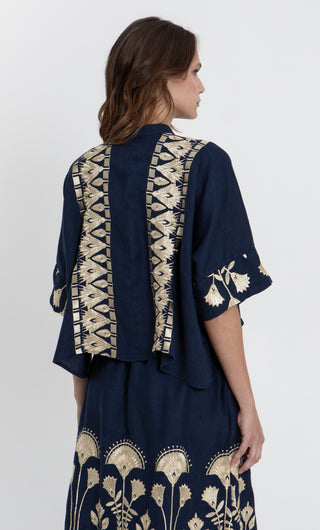 Greek Archaic Kori Papyrus Cropped Shirt
