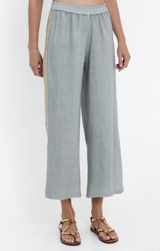 Greek Archaic Kori Feather Elasticated Side Slit Pants