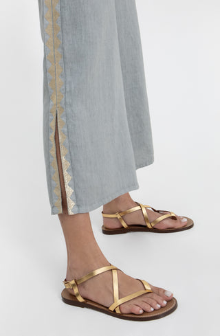 Greek Archaic Kori Feather Elasticated Side Slit Pants