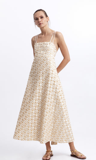 Greek Archaic Kori Flakes Straps Maxi Dress