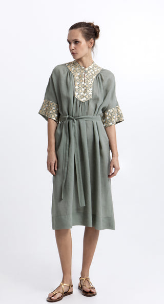 Greek Archaic Kori Flakes Belt Long Dress