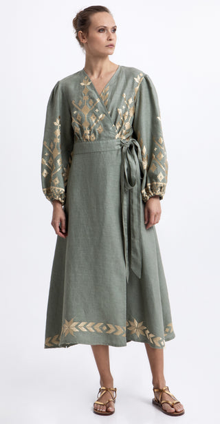Greek Archaic Kori Los Maxi Wrap Dress