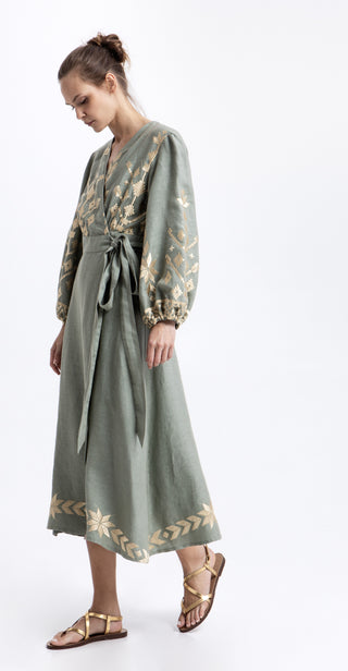 Greek Archaic Kori Los Maxi Wrap Dress
