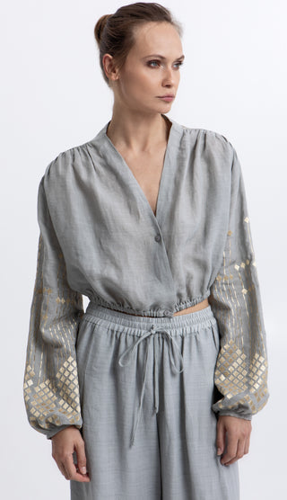 Greek Archaic Kori Grape Cropped Blouse