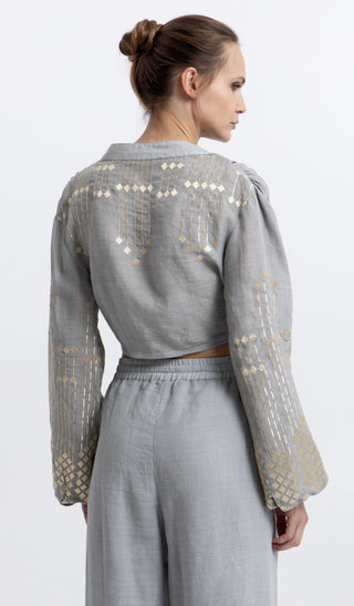 Greek Archaic Kori Grape Cropped Blouse