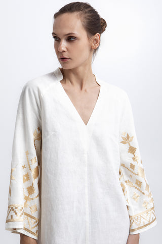 Greek Archaic Kori Los Maxi Dress Bell Sleeve