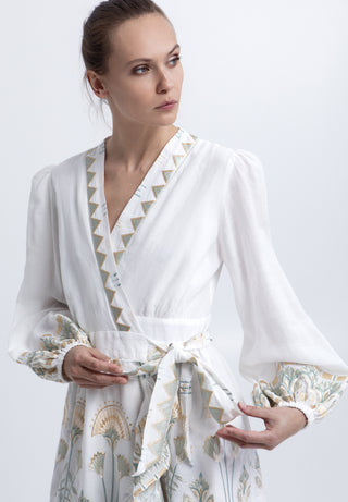 Greek Archaic Kori Papyrus Mini Wrap Dress