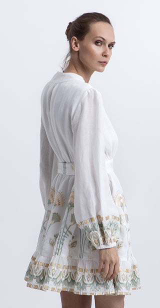 Greek Archaic Kori Papyrus Mini Wrap Dress