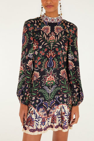 Farm Rio Tiny Garden Black Dress
