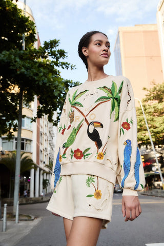 Farm Rio Embroidered Sweatshirt