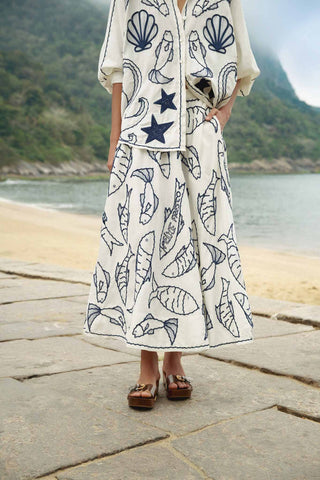 Farm Rio Fresh Fish Midi Skirt