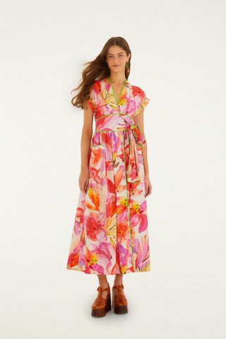 Farm Rio Artsy Flora Off-White Maxi Dress