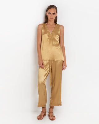 Greek Archaic Kori Satin V-Neck Top