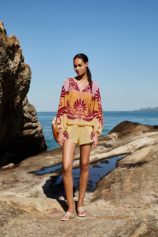 Farm Rio Arabesc Soft Yellow Shorts