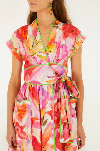 Farm Rio Artsy Flora Off-White Maxi Dress