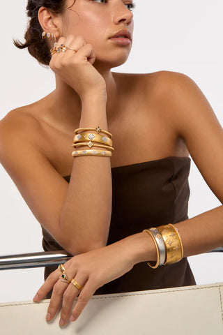 Mya-Bay White Lotus Cuff Bangle
