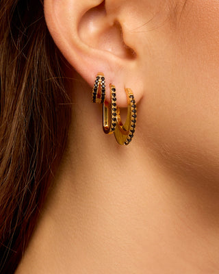 Mya-Bay Black Shiny Jazzy Earrings
