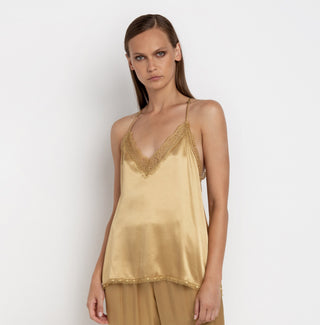Greek Archaic Kori Lace Satin Strap Top