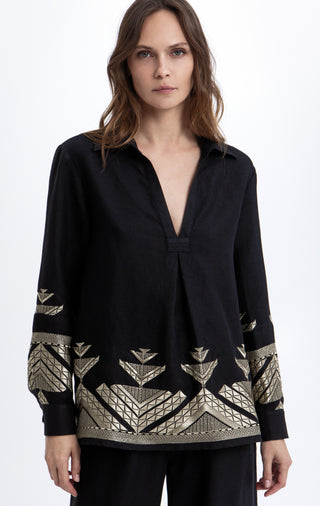 Greek Archaic Kori Pyramids Blouse V-Neck