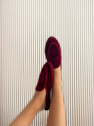 Bruna Garnet Velvet Slippers