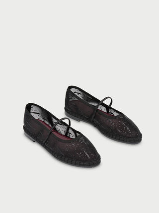 Flabelus Celie Glitter Mesh Black Mary Jane