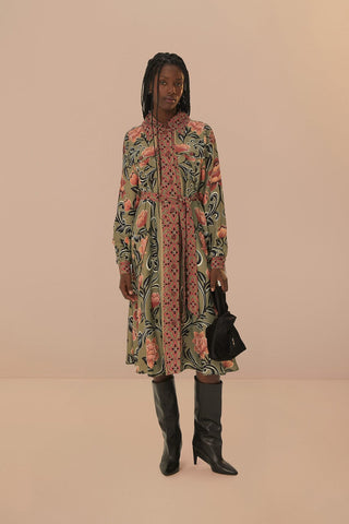 Farm Rio Arabesque Paradise Green Midi Dress