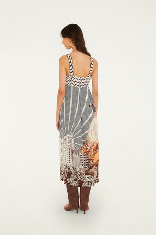Farm Rio Carioca Coffee Sleeveless Dress