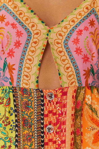 Farm Rio Mixed Scarves Midi Dress
