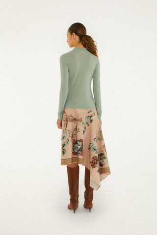 Farm Rio Bird Poetry Pink Midi Skirt