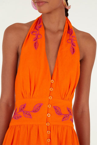 Farm Rio Fruit Richelieu Artisanal Buttoned Maxi Dress