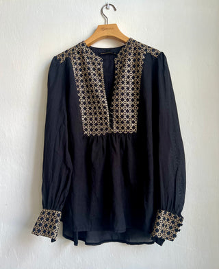 Blouse Cross L/S Buttons