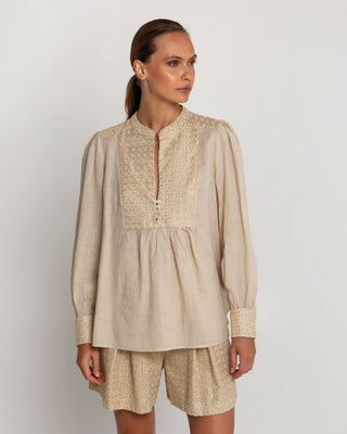 Blouse Cross L/S Buttons