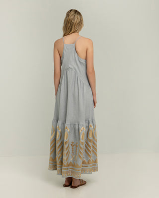 Long Feather Strap Long Dress