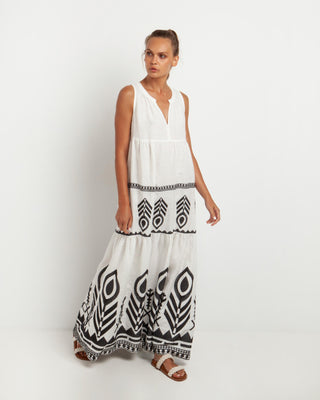 Dress Feather Sleeveless Long