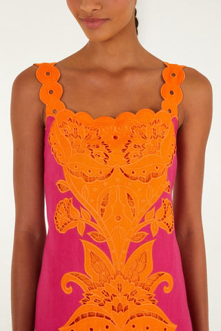 Farm Rio Pink Cutwork Midi Dress