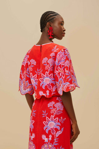 Porcelain Garden Red Blouse