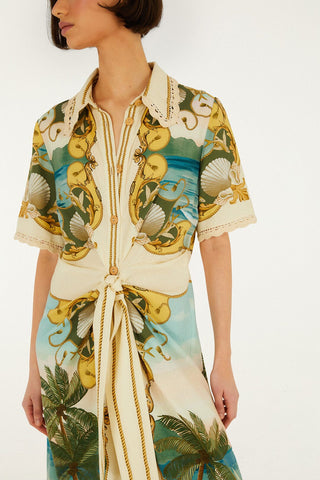 Farm Rio Royal Sea Multicolor Midi Dress