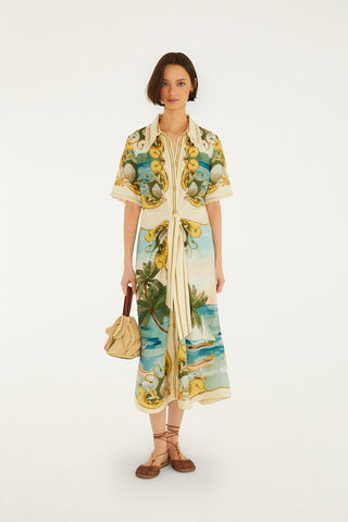 Farm Rio Royal Sea Multicolor Midi Dress