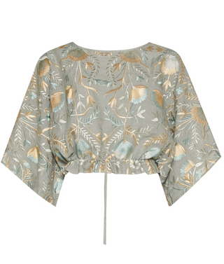 Greek Archaic Kori Blossom Drawstring Blouse