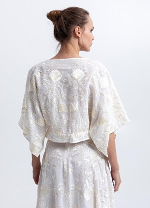Greek Archaic Kori Blossom Drawstring Blouse